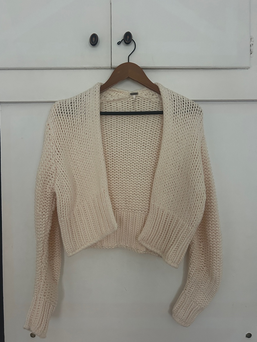 Free People Cream Chunky Knit Open-Front Women’s Sweater